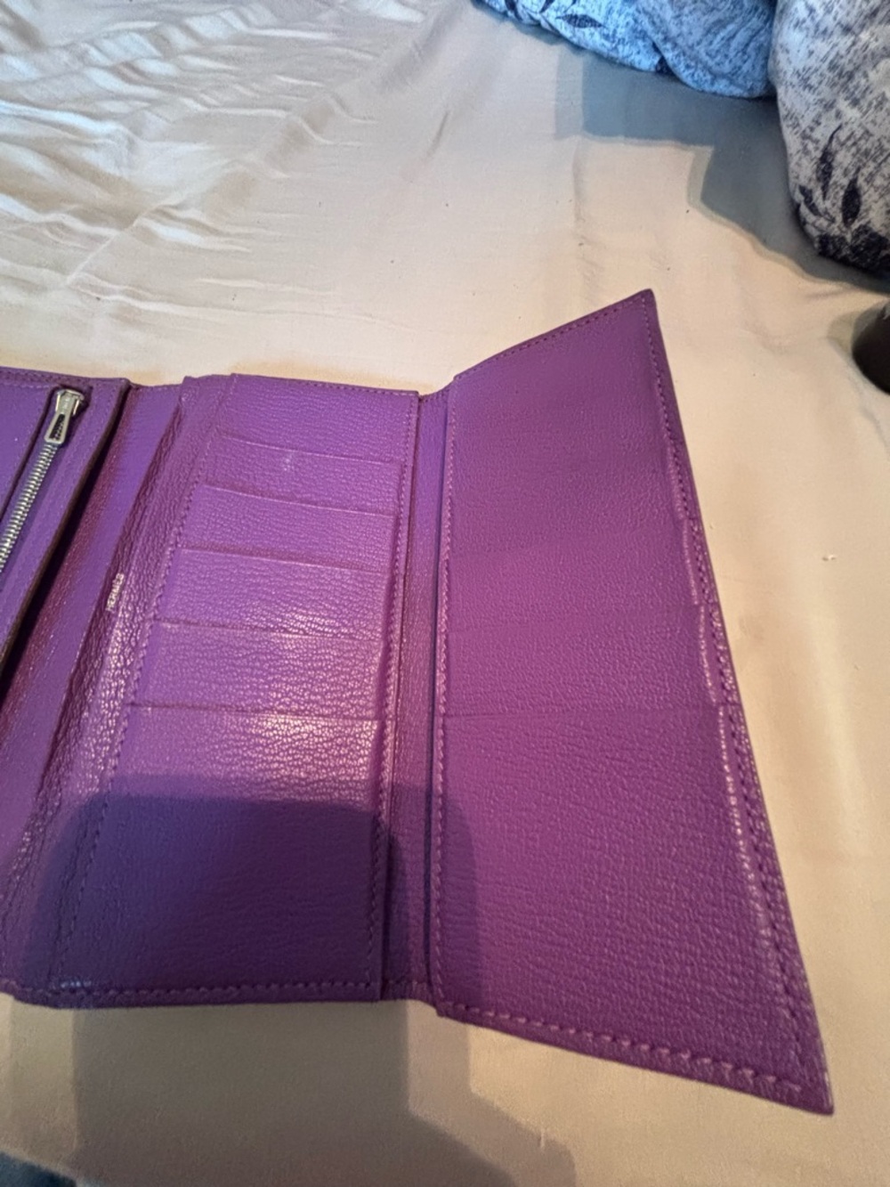 Authentic Hermès Béarn Long Wallet – Rare Purple Leather – Very Good Condition - Picture 7 of 10